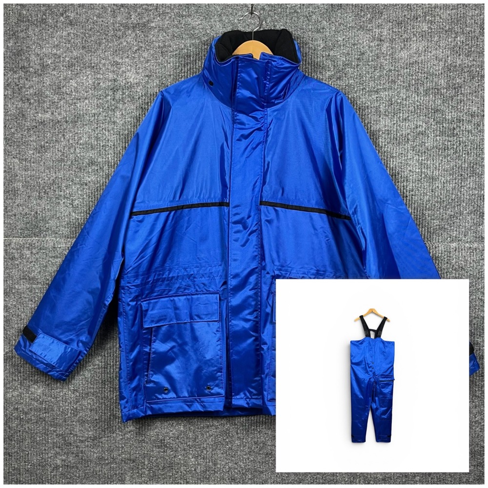 Vtg Weather-Rite Foul Weather Gear Mens XL Rain Suit Jacket Bibs Fishing Sailing